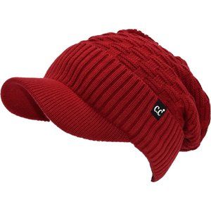 Beanie Fuzzy Fleece Lining Warm Chunky Soft Stretchy Oversized Ribbed Knit Hat